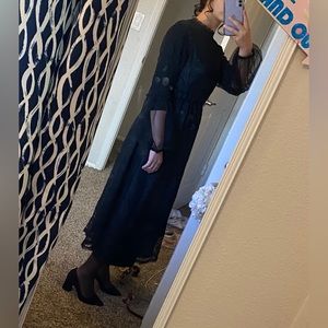 Black lace midi dress